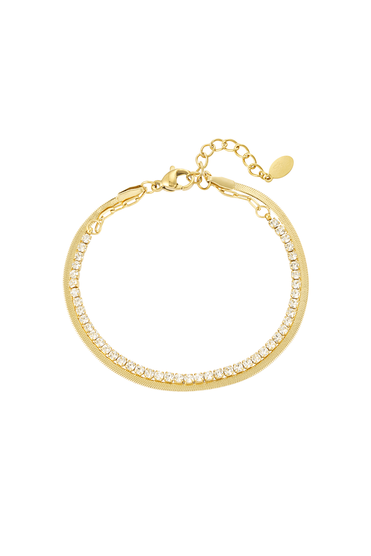 Dubbele armband met diamantjes - goud h5 