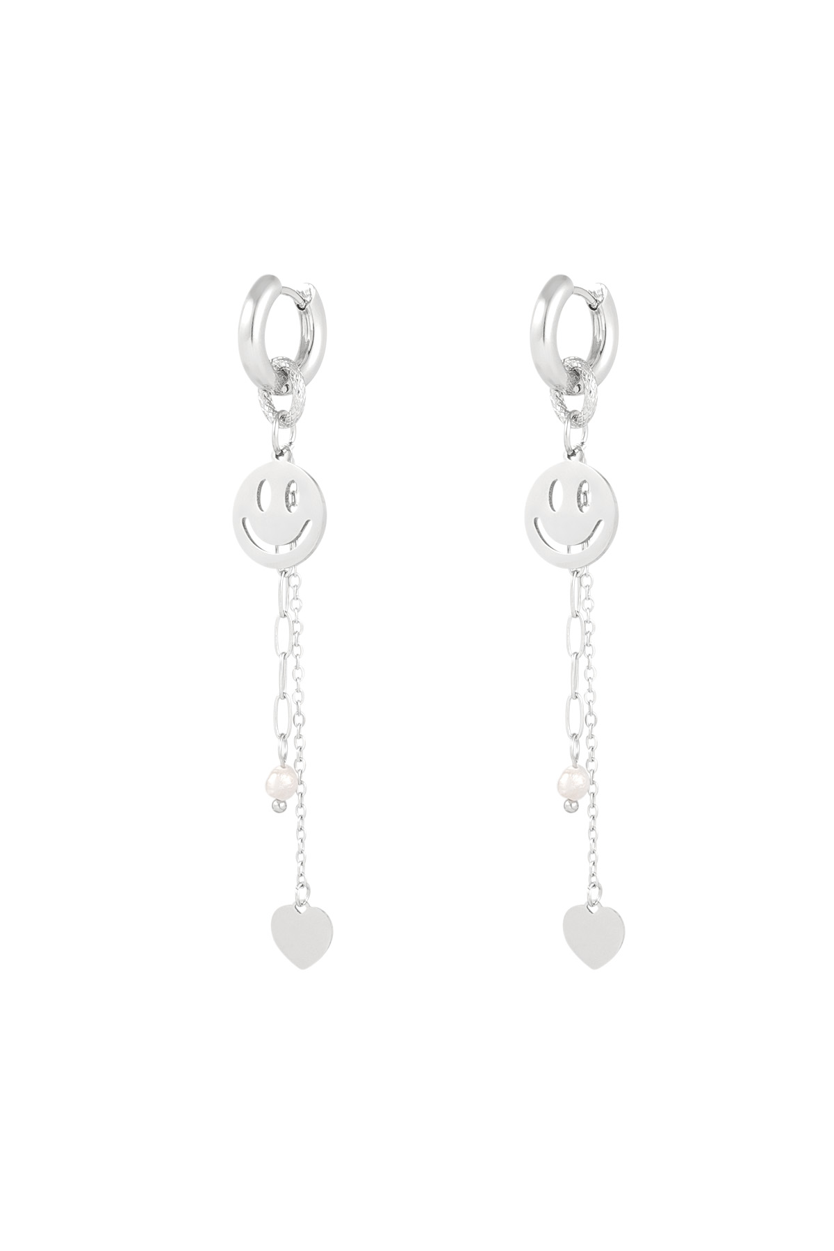 Earrings smiley pearl party - silver h5 