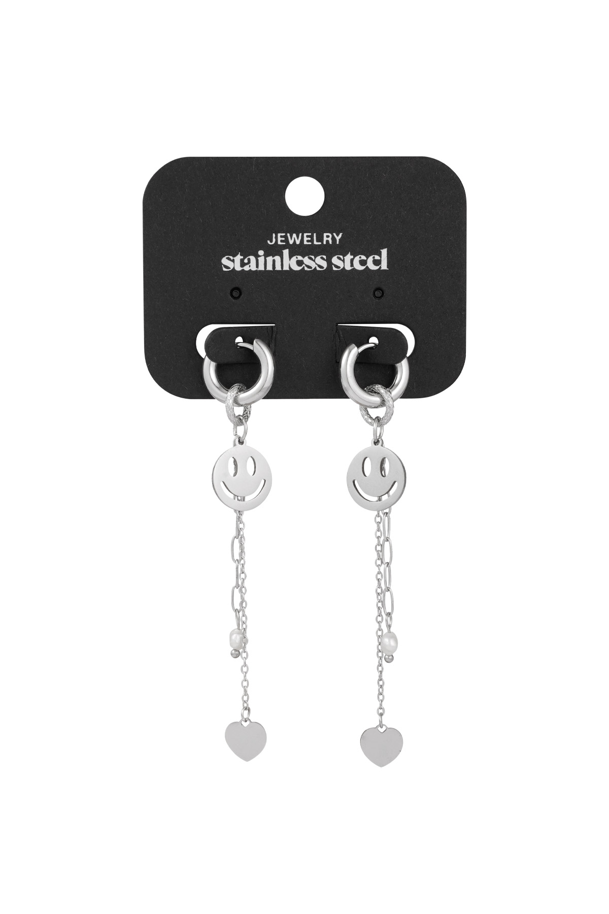 Boucles d'oreilles smiley perle party - argent h5 Image3