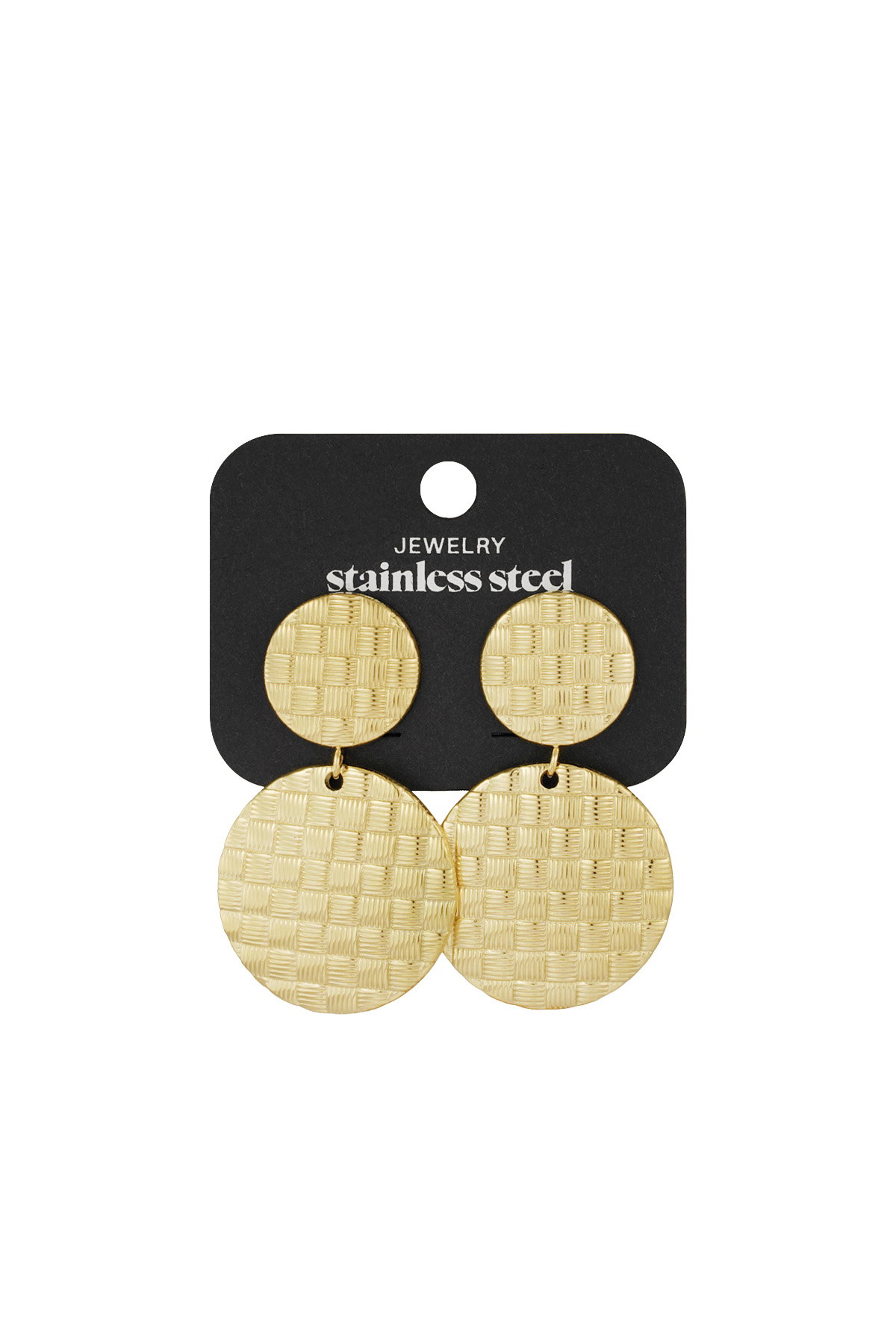 Textured Rounds oorbellen - goud h5 Afbeelding3