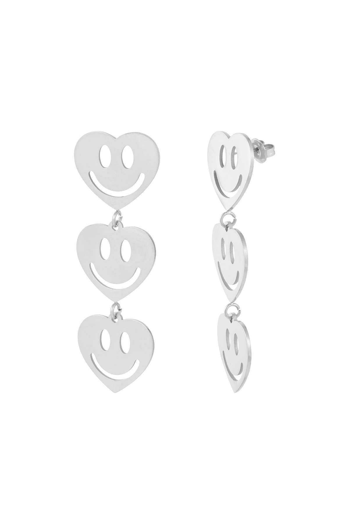 Boucles d'oreilles smiley amoureux - argent h5 