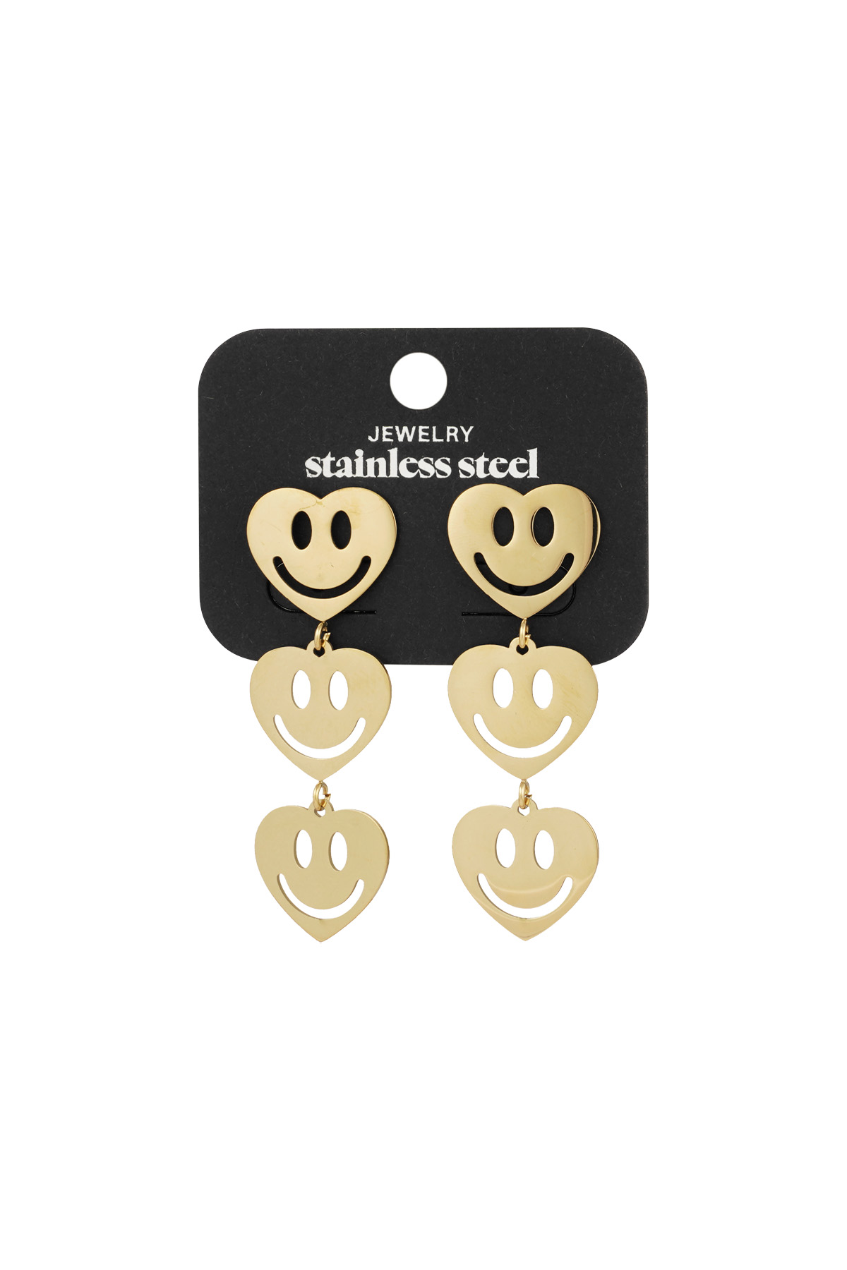 Boucles d'oreilles smiley amoureux - or h5 Image2