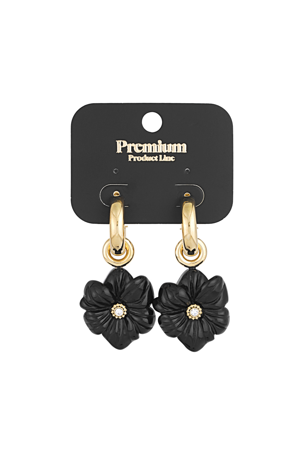 Crazy flower earrings - Black gold color h5 Picture3