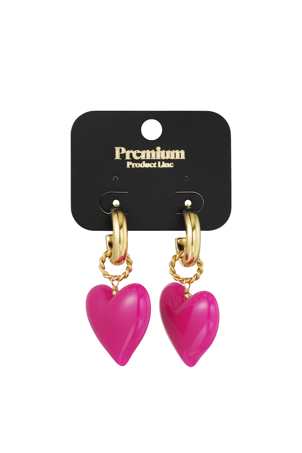 Earrings big heart pink woods - Pink Picture3