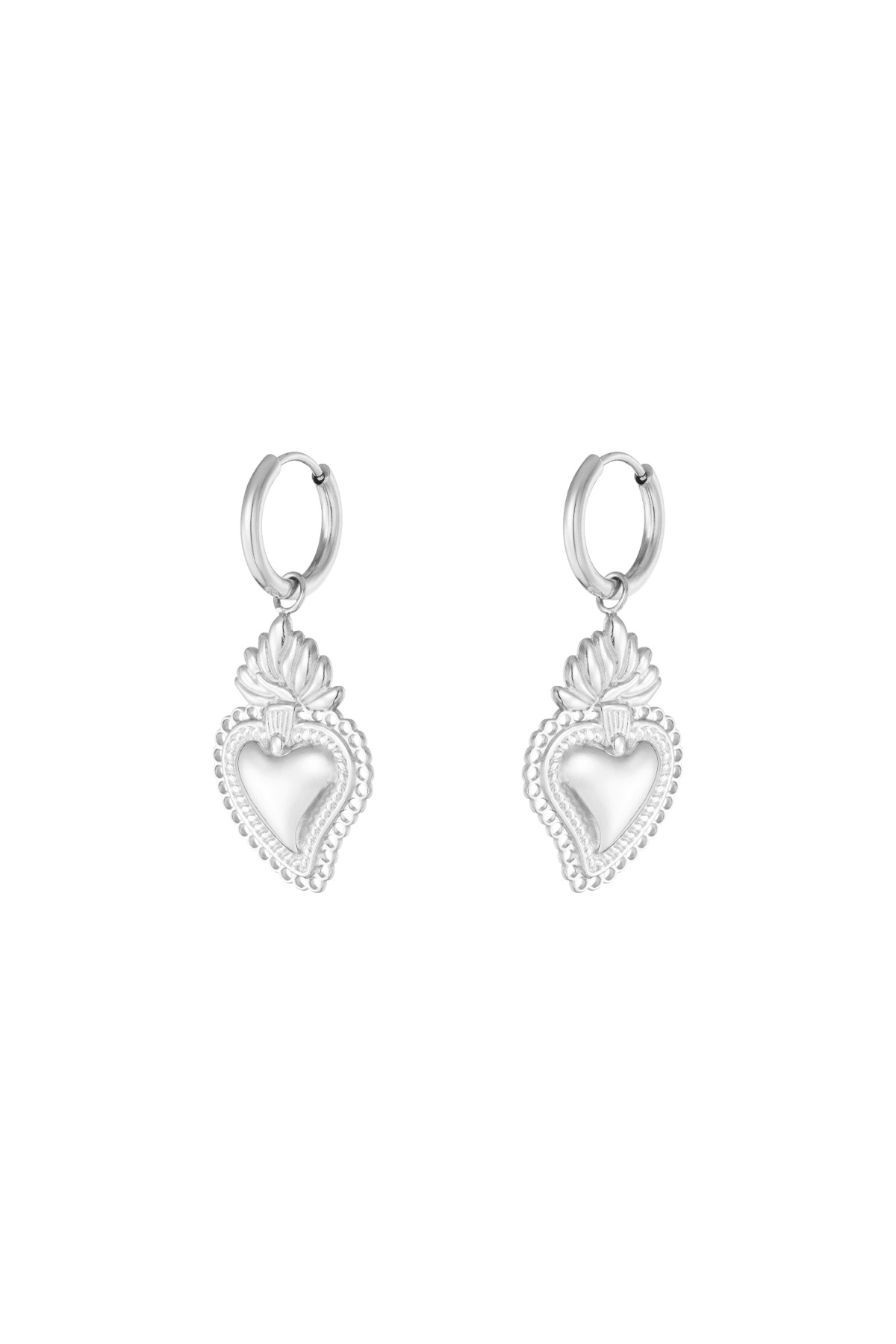 Earrings flaming heart - Silver Color color h5 