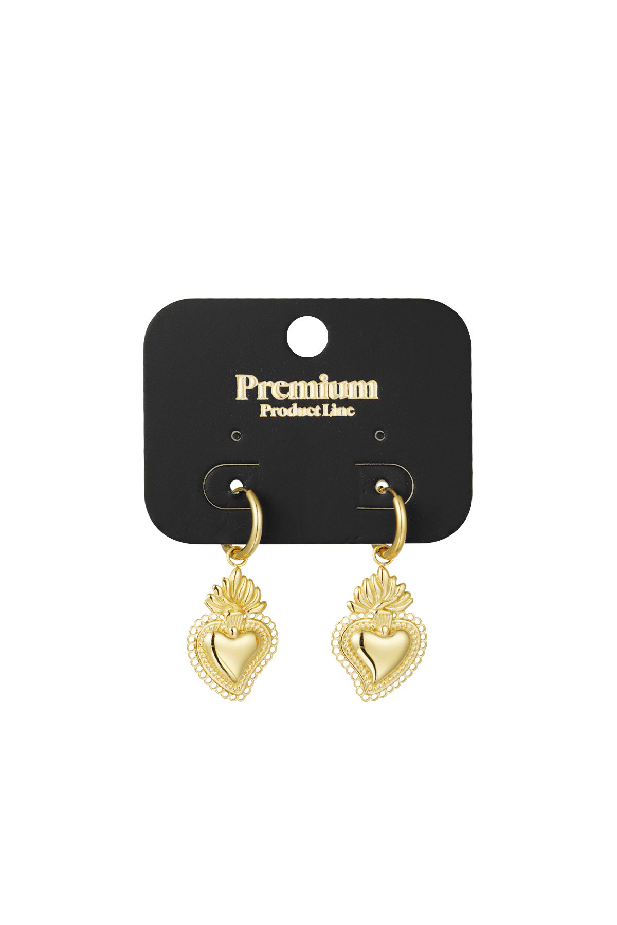 Earrings flaming heart - Gold color h5 Picture3