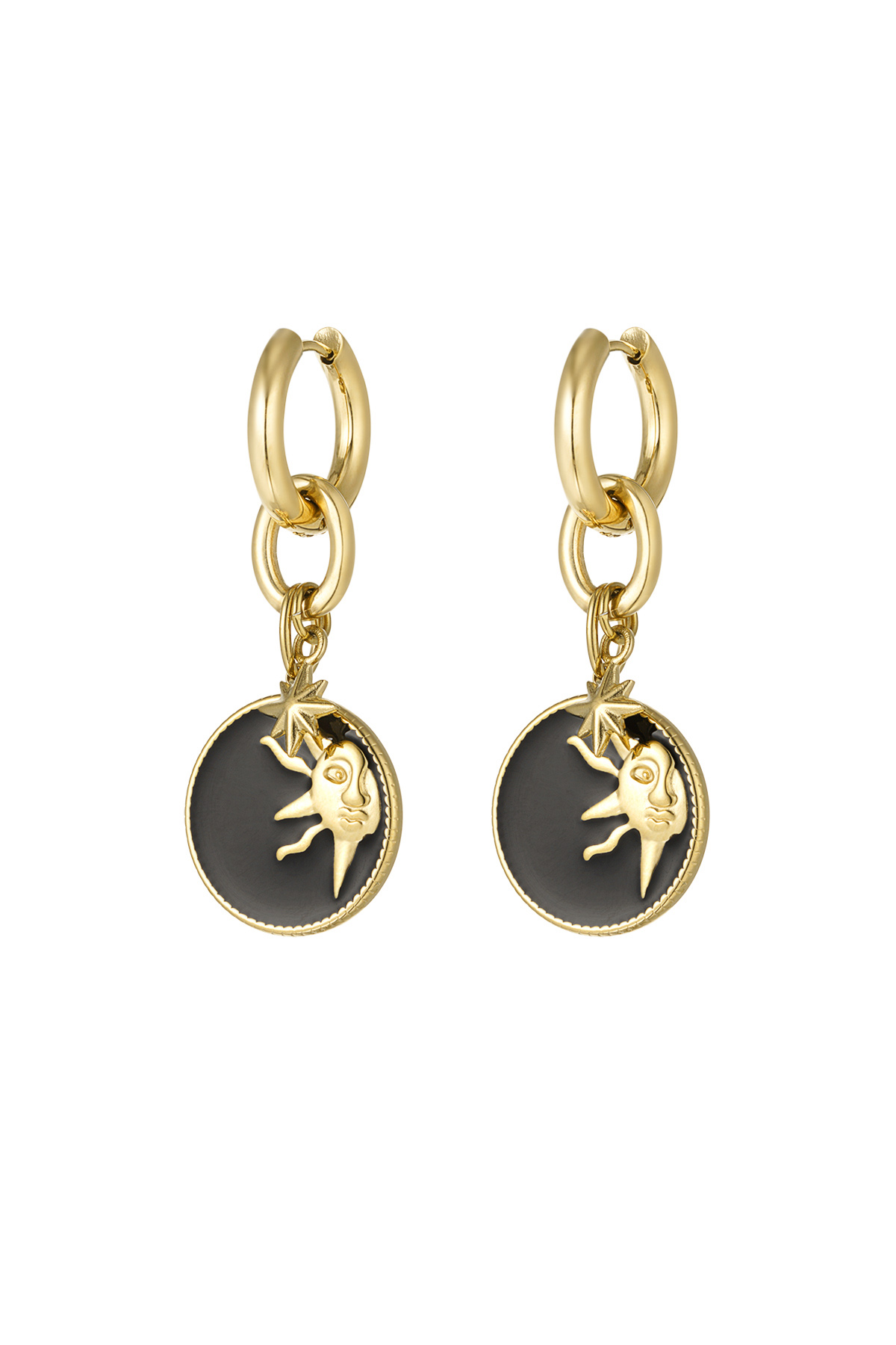 Earrings sunny day - black gold h5 