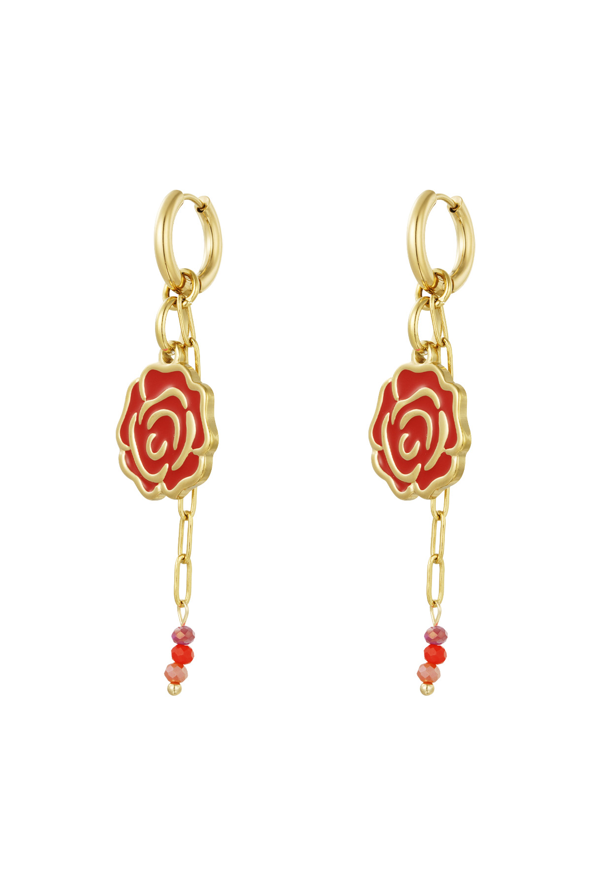 Earrings sweetheart rose - Red h5 