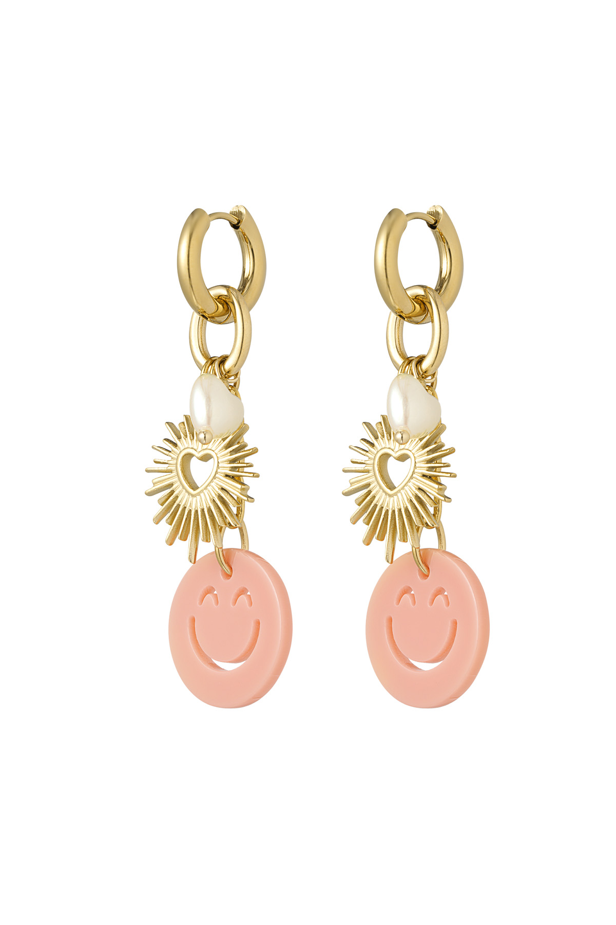 Lucky charm earrings - Pink gold color h5 