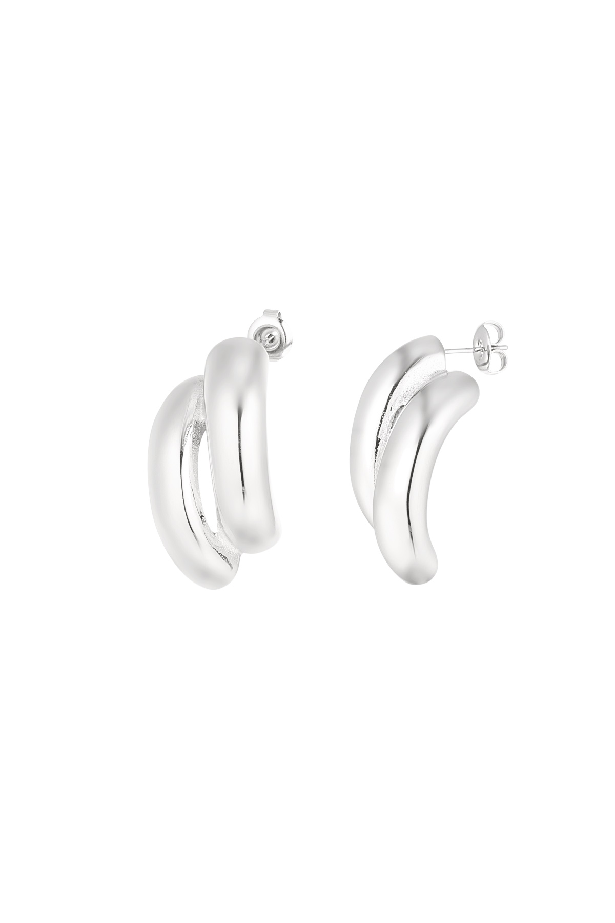 Earrings two stripes - silver h5 