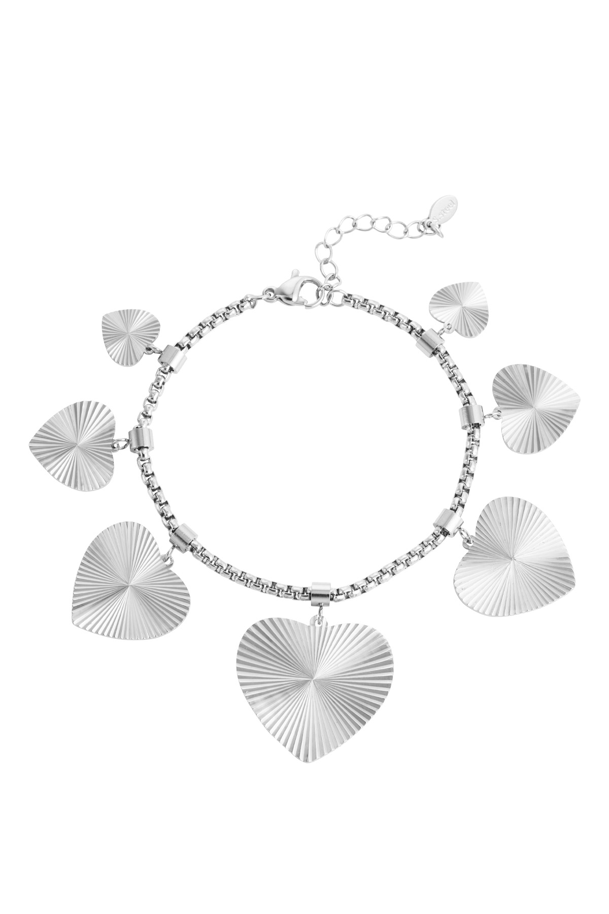 Textured hearts bracelet - silver h5 