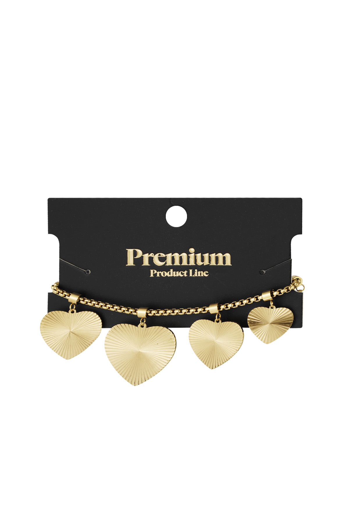 Pulsera corazones texturizados - oro h5 Imagen3