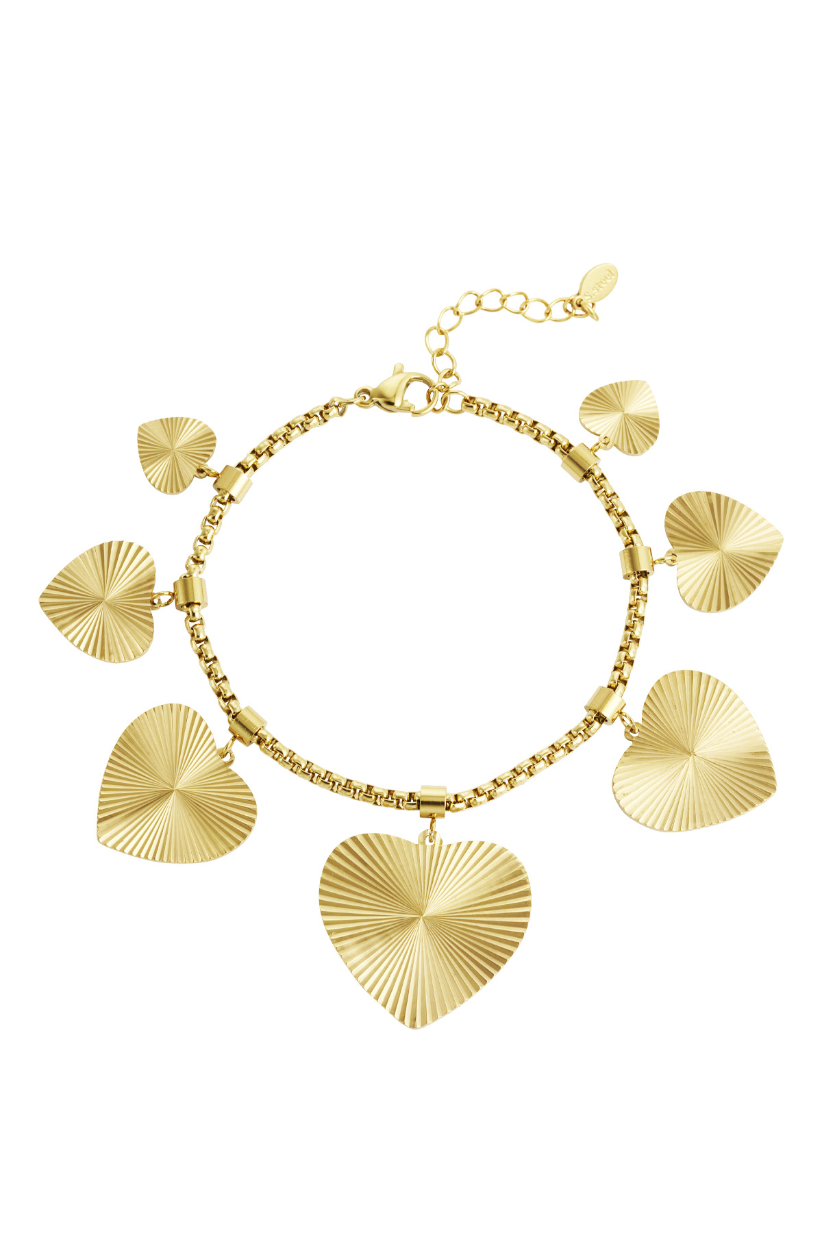 Pulsera corazones texturizados - oro 