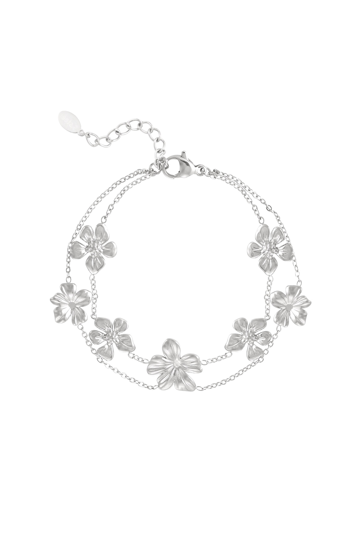 Bracelet double flower power - silver h5 