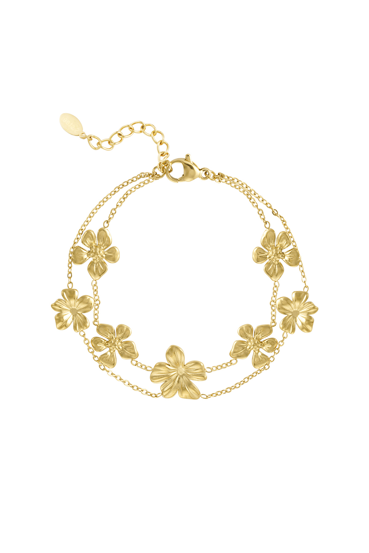 Armband doppelte Flower Power - gold h5 