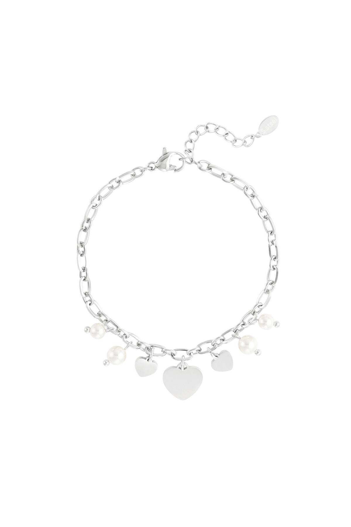 Hearts & Pearls bracelet - silver h5 