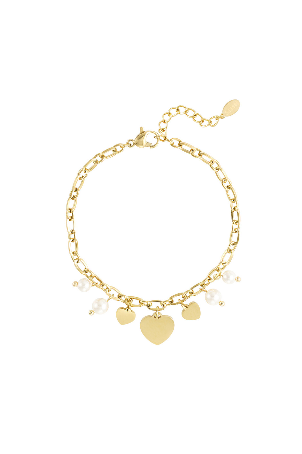 Armband mit Herzen und Perlen - gold h5 