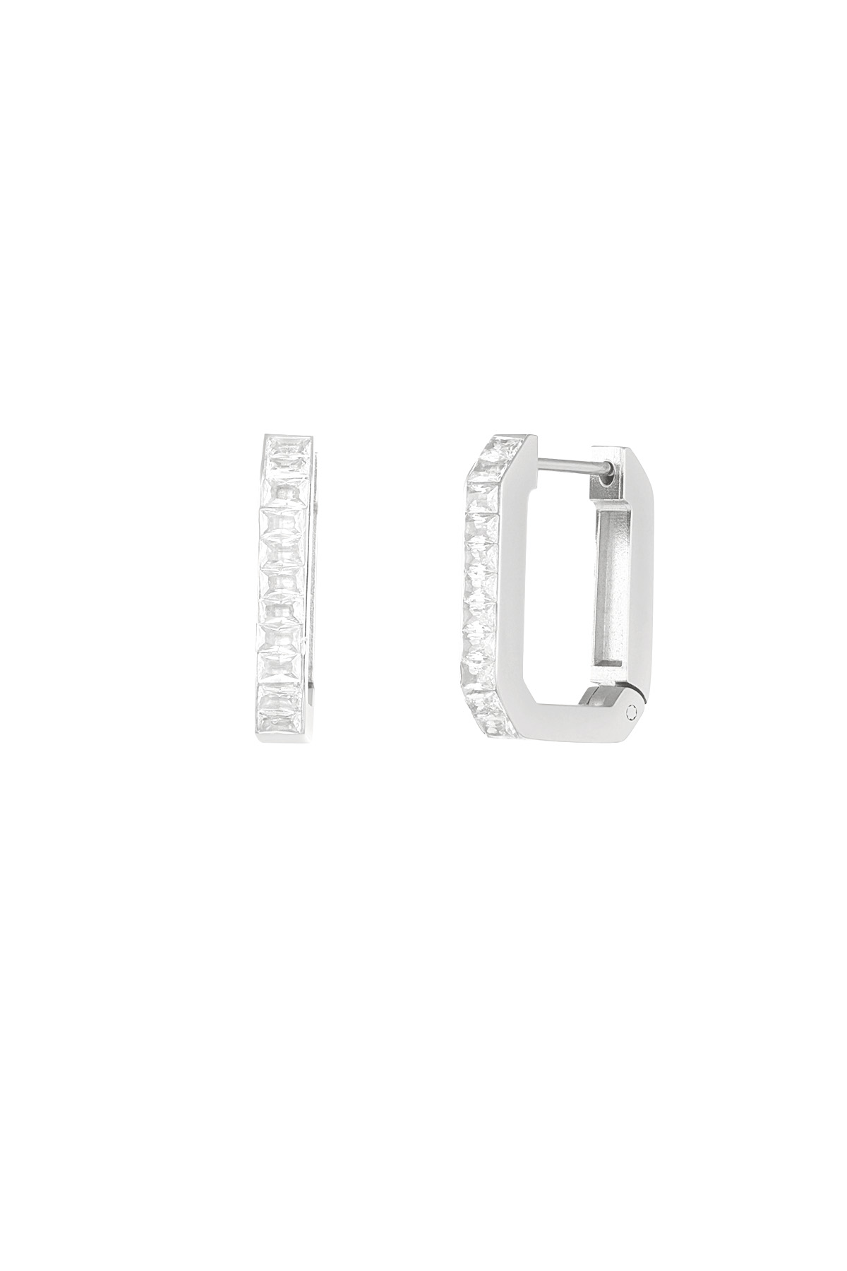 Rectangular diamond earrings - silver h5 