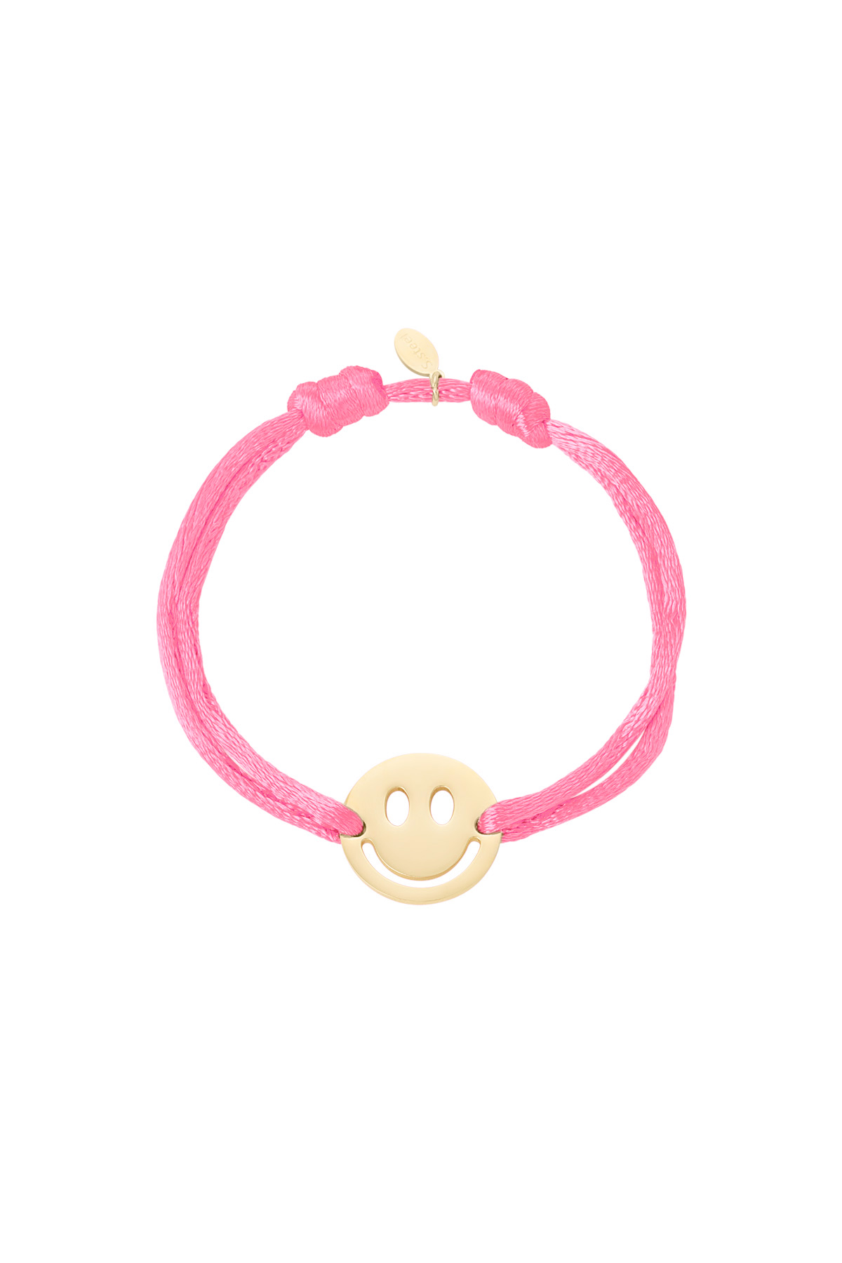 Satin bracelet with smiley - light pink