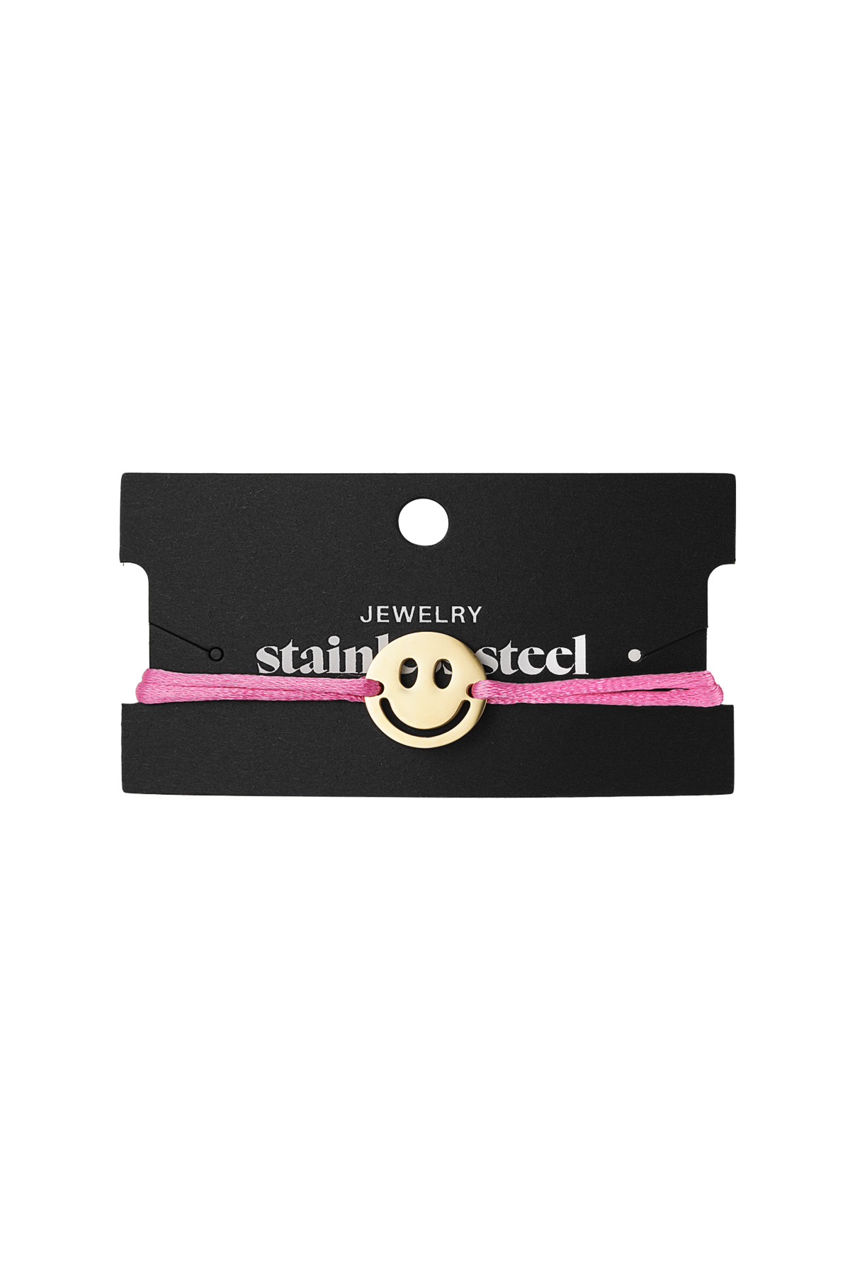 Bracciale in raso con smiley - rosa h5 Immagine3