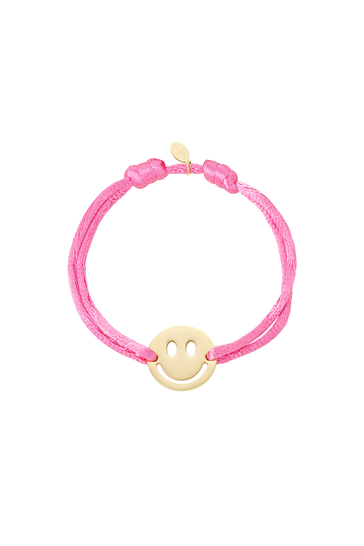 Satijnen armband met smiley - roze