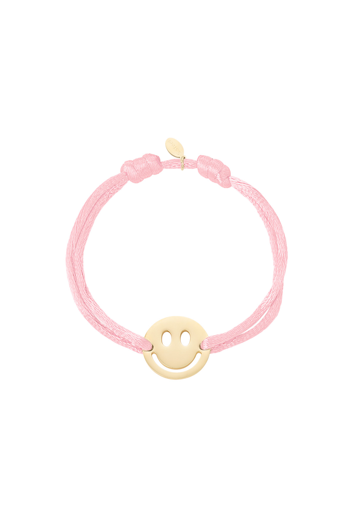 Satin bracelet with smiley - pink 