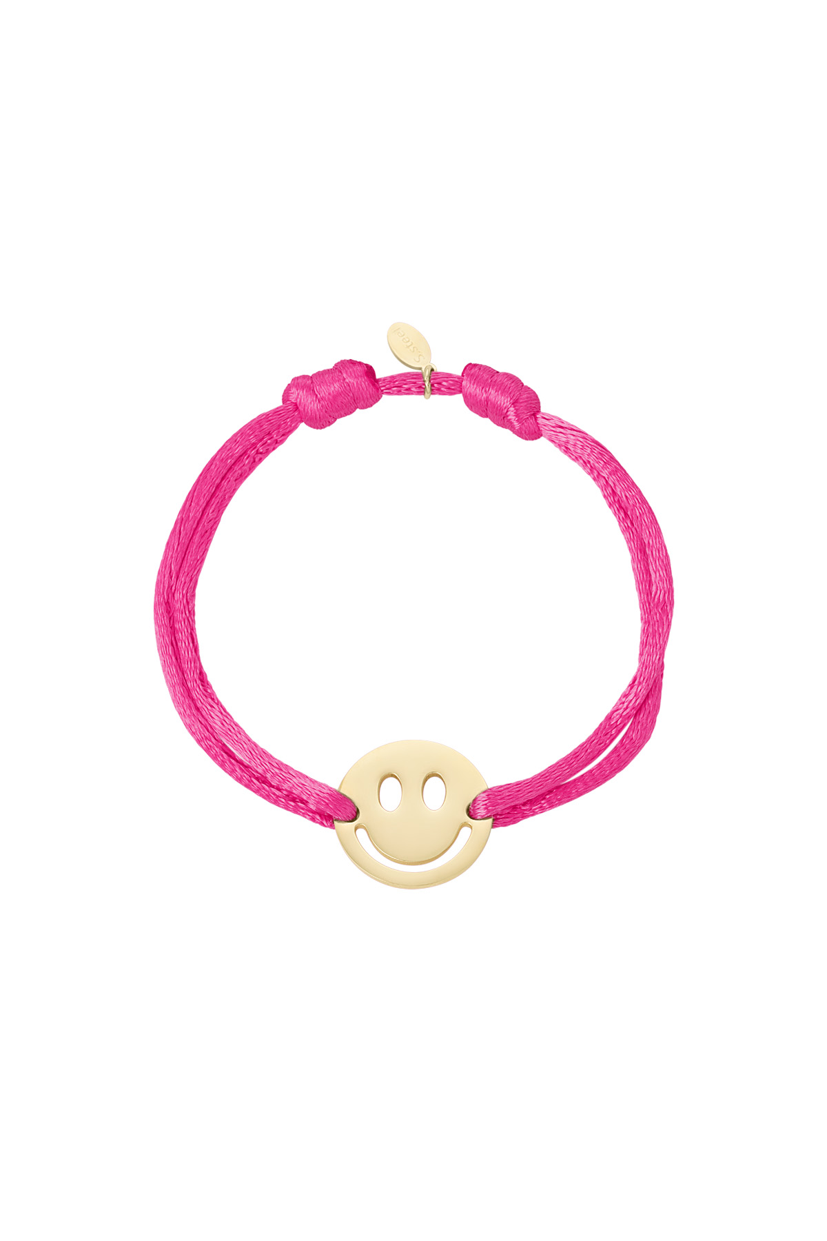 Bracciale in raso con smiley - fucsia h5 