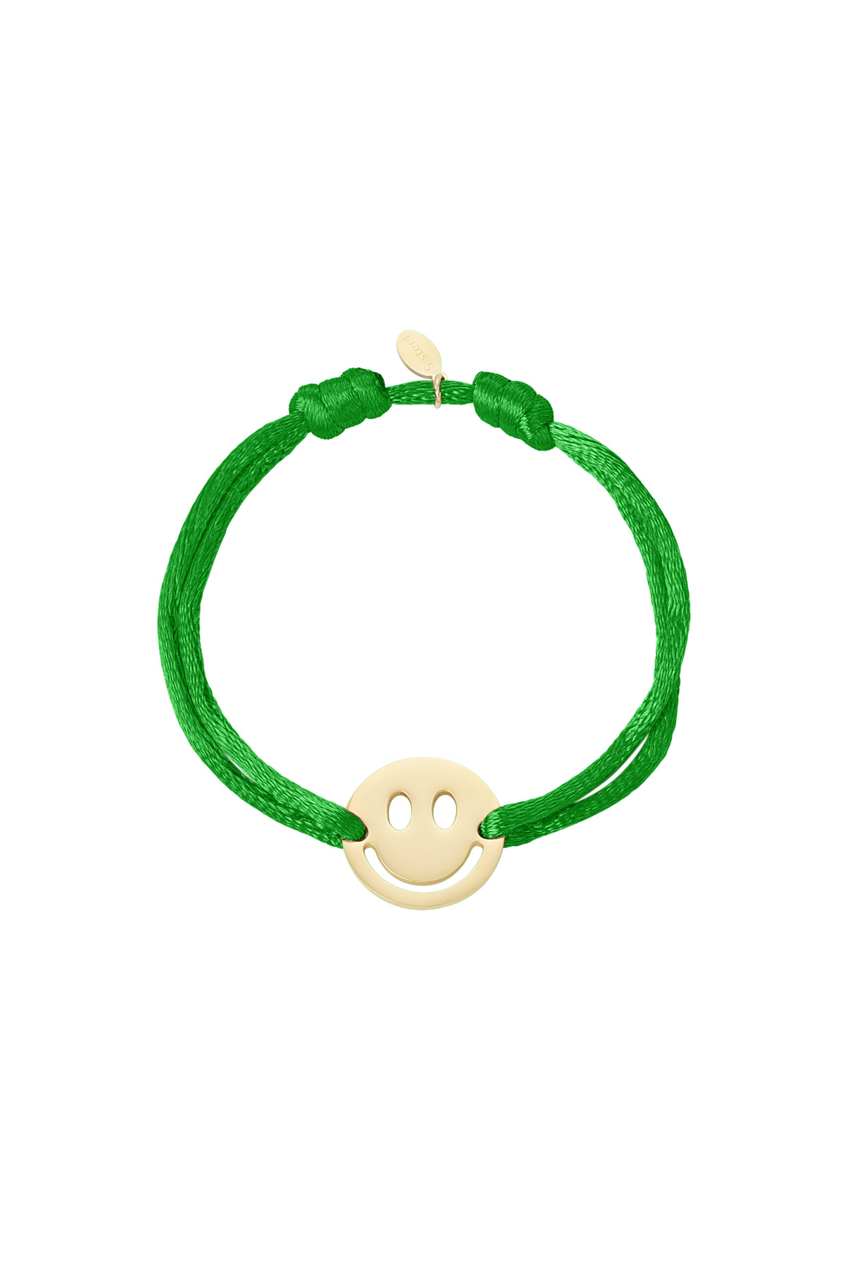 Bracciale in raso con smiley - verde h5 