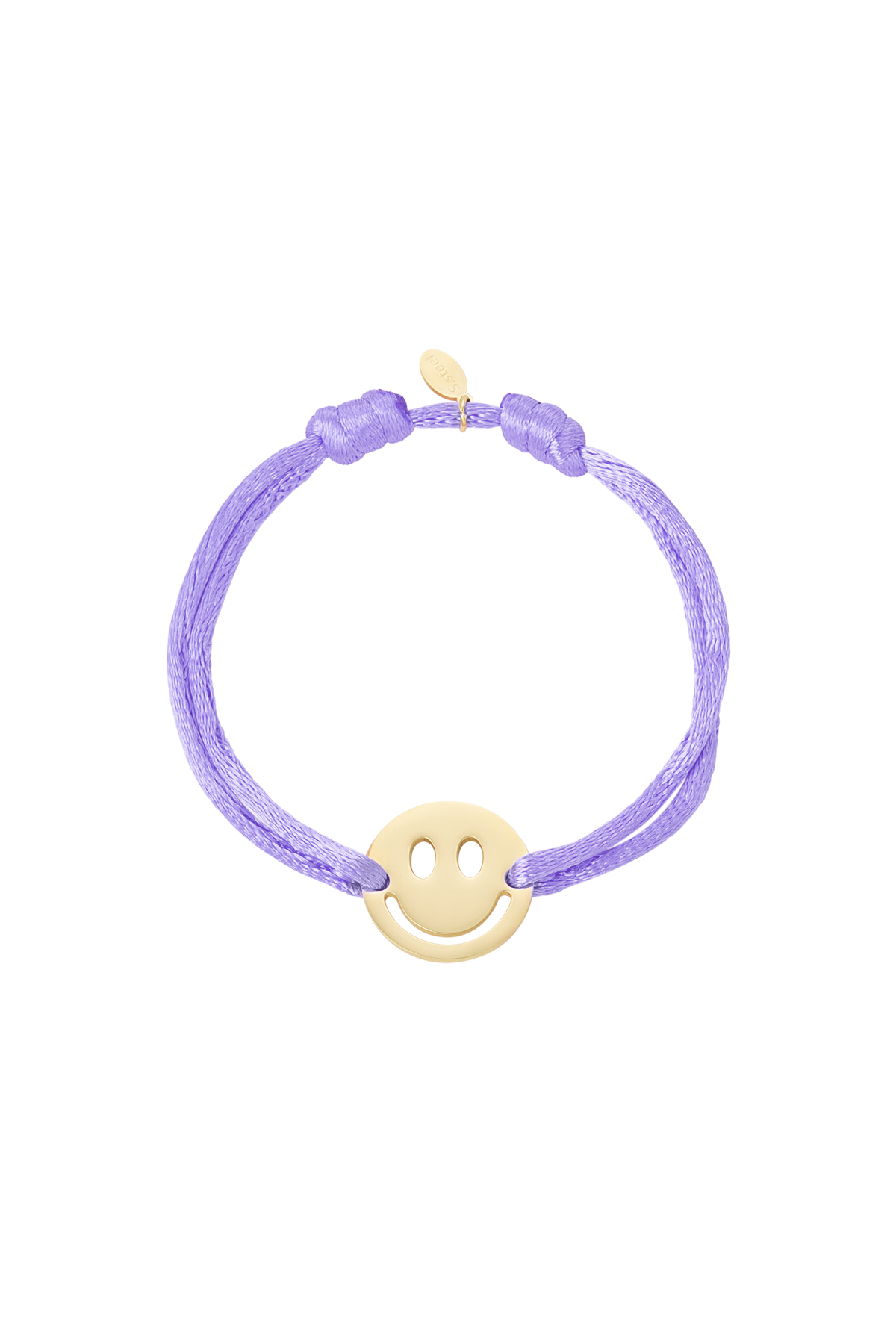 Satijnen armband met smiley - lila