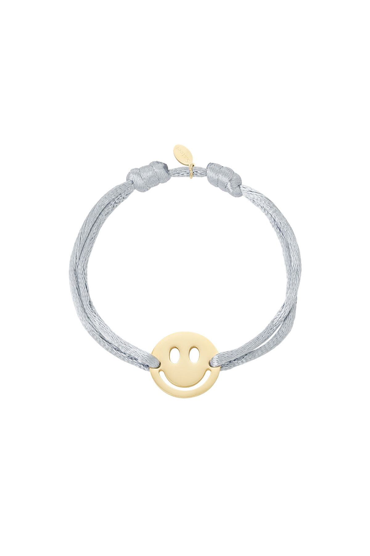 Pulsera de satén con smiley - gris 