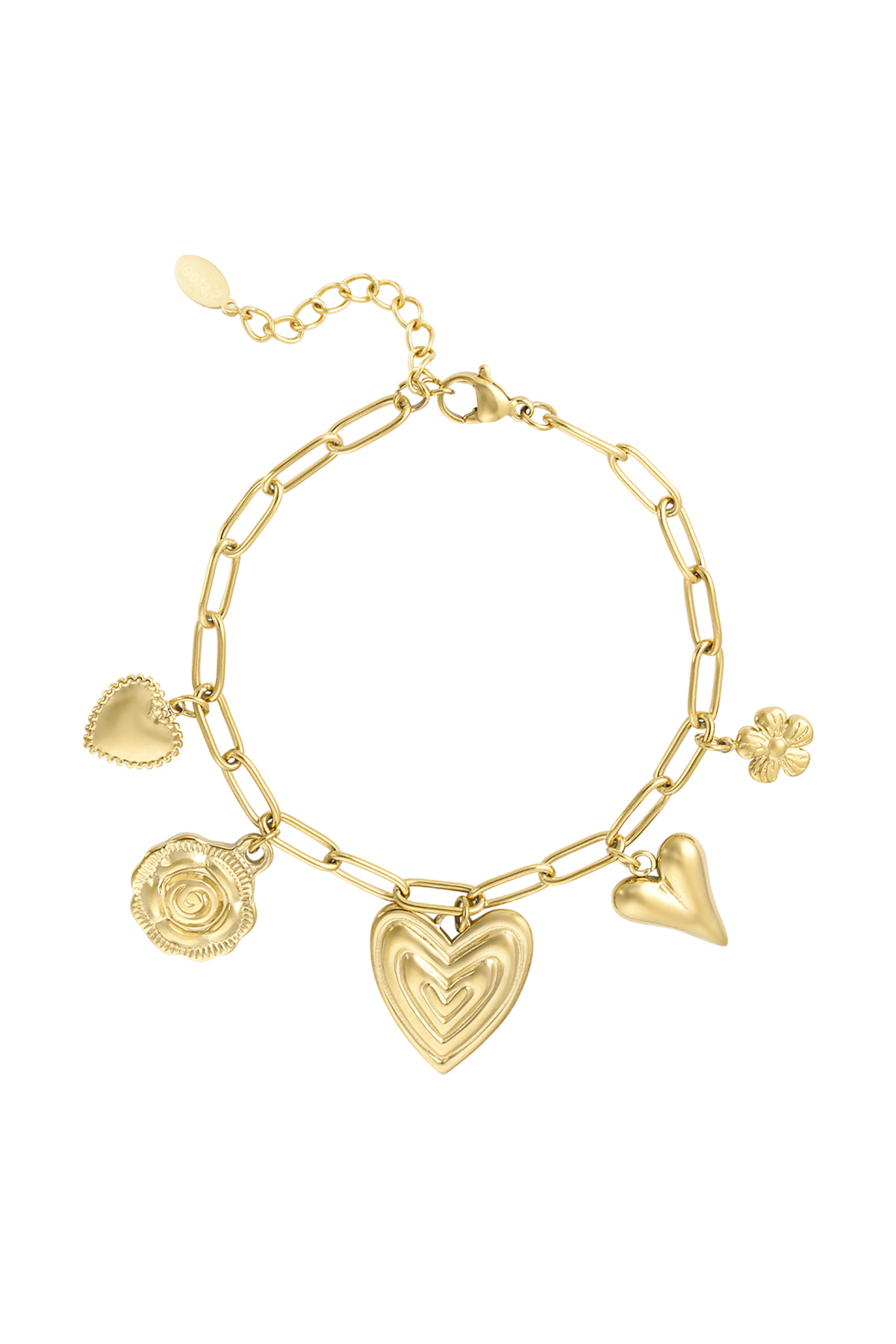 Bracciale con ciondoli a cuore - oro 