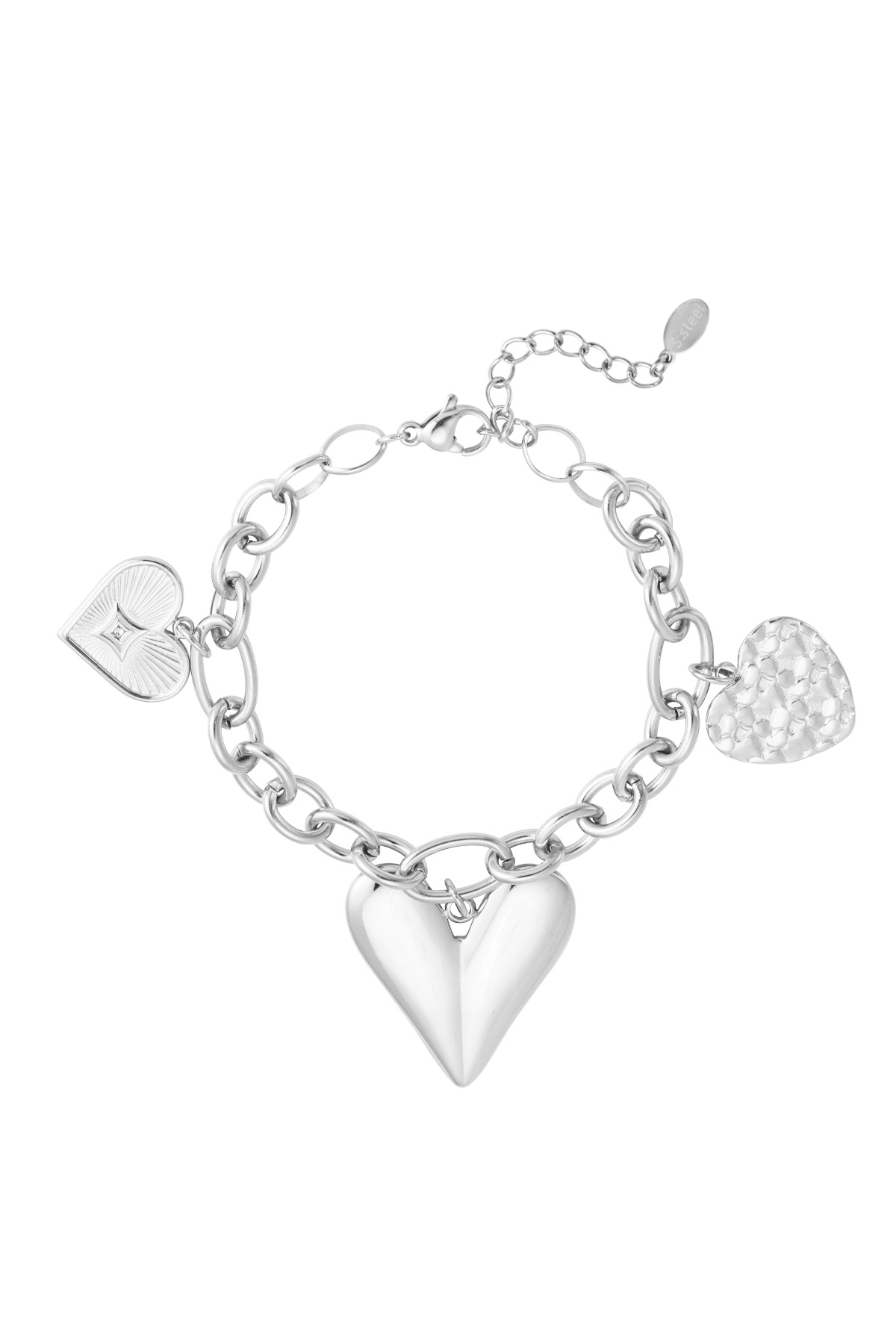 Triple heart charm bracelet - silver h5 