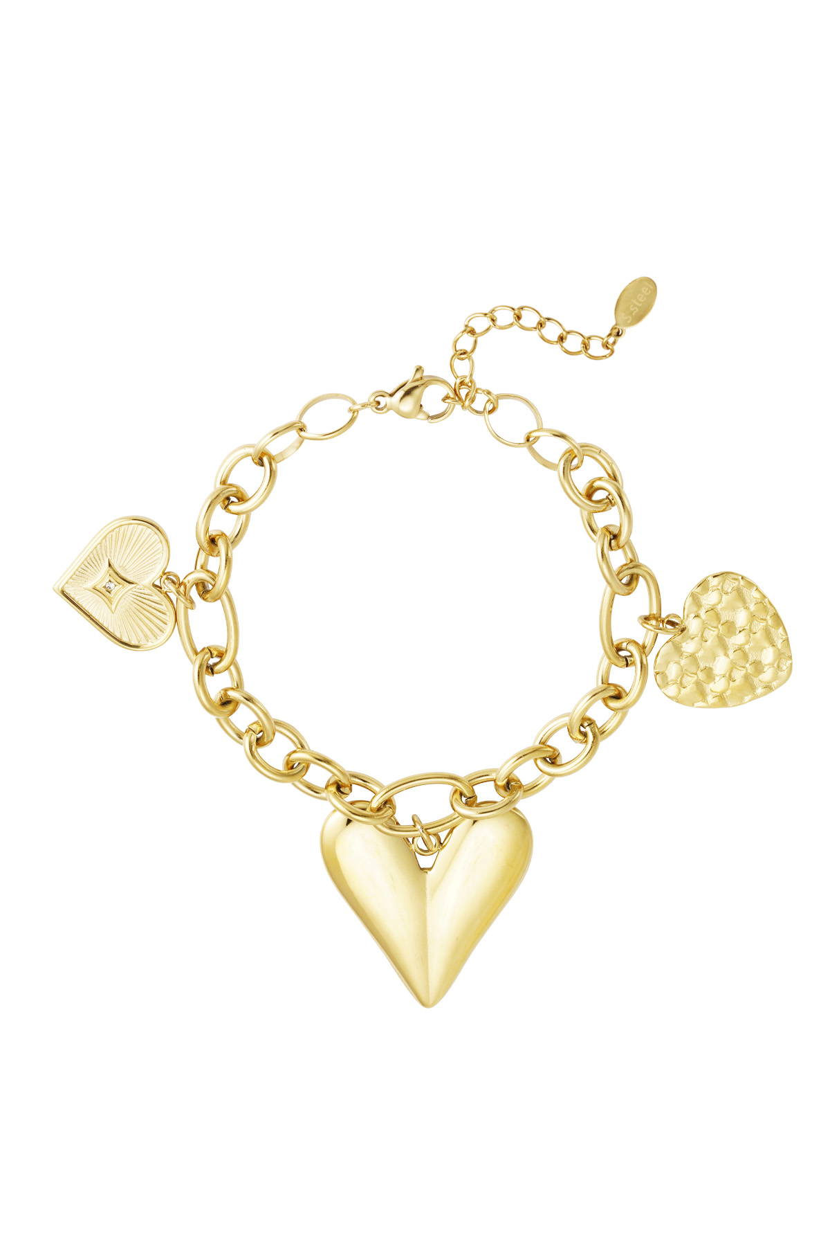 Charm bracelet triple heart - gold h5 