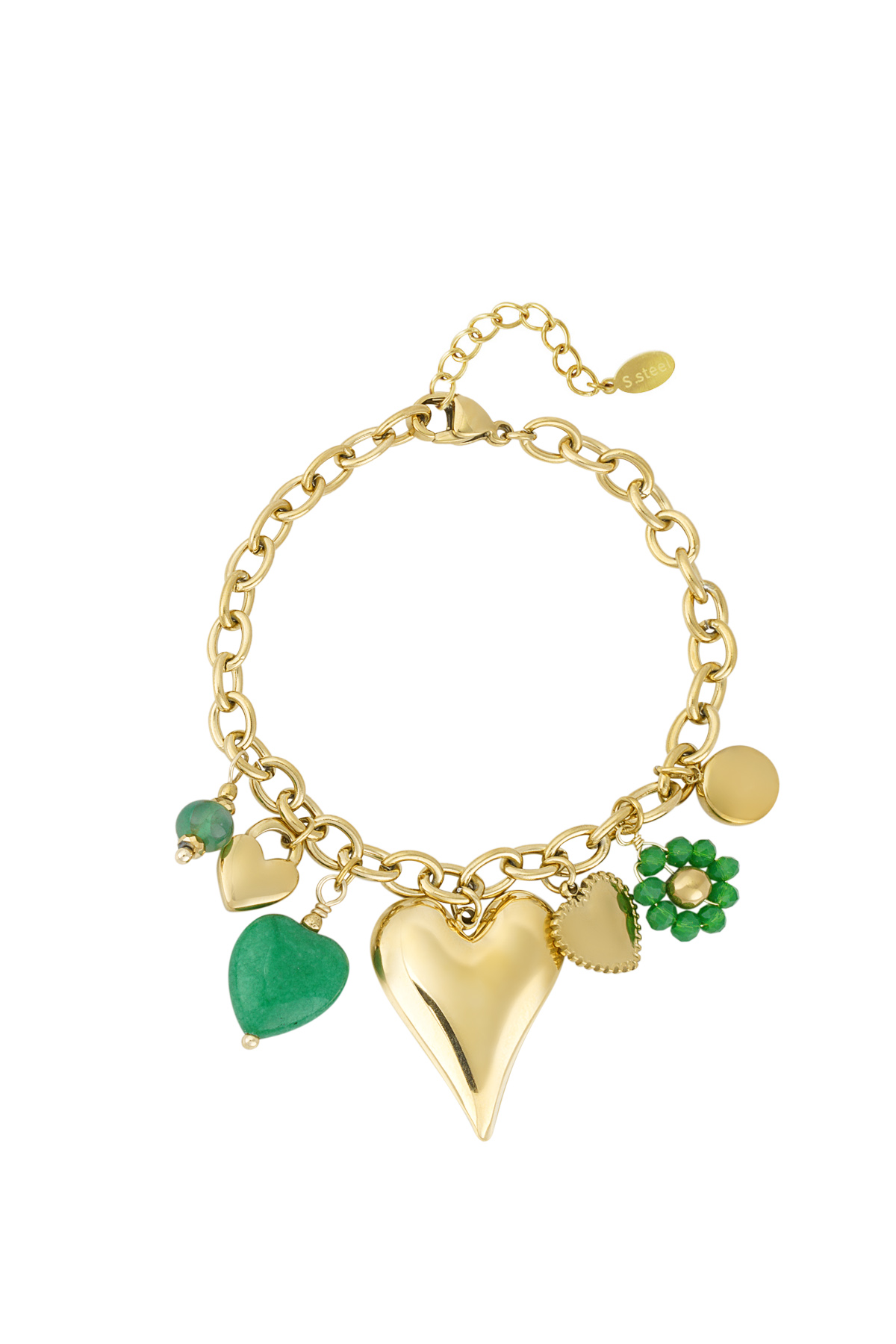 Charm bracelet charm & chill - Green & gold color 