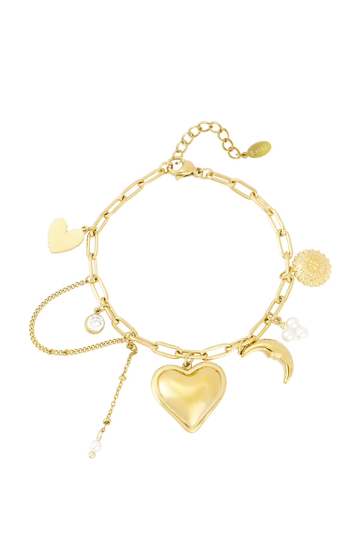 Moonlight lover charm necklace - Gold color 