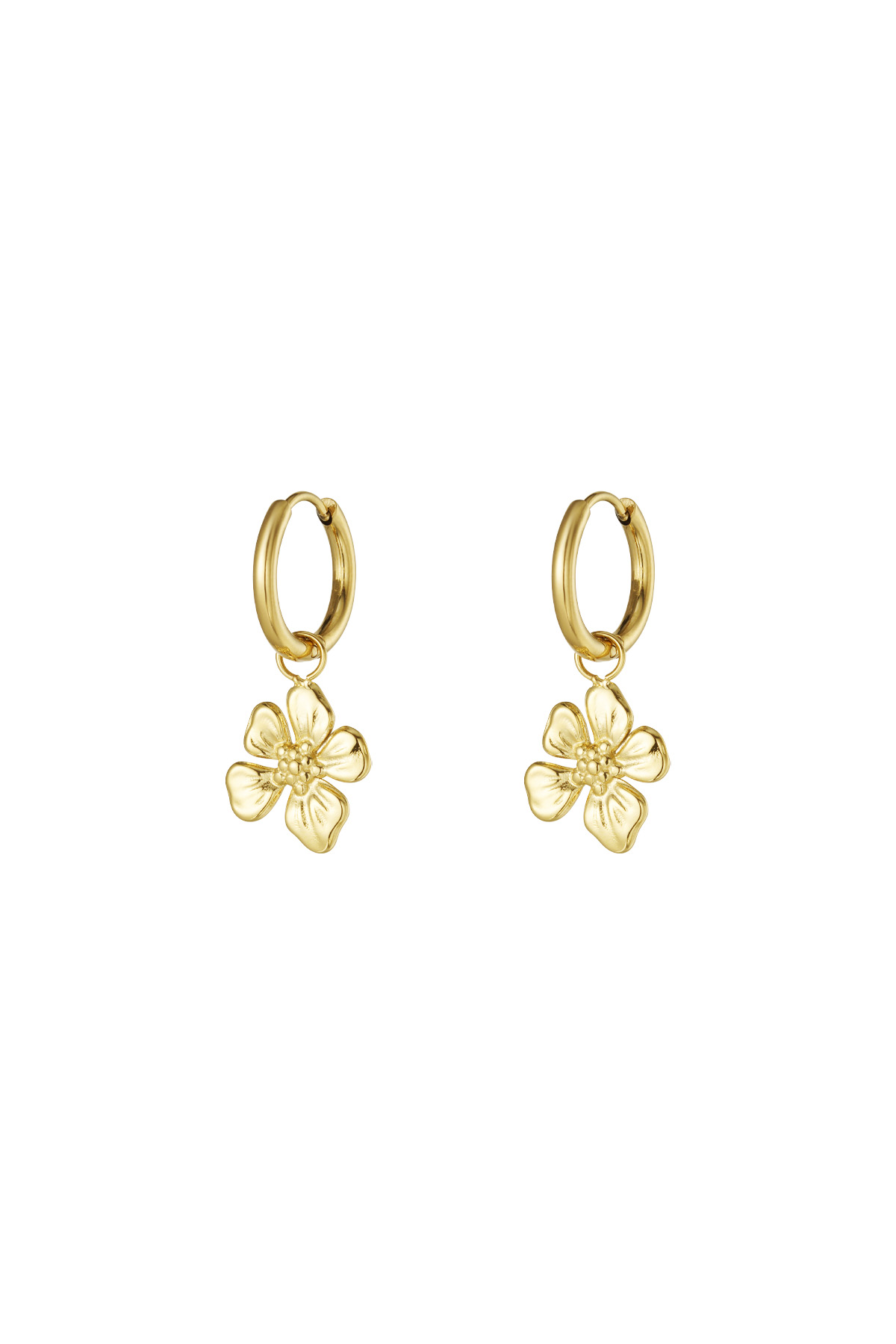 Tropical flower earrings - gold h5 