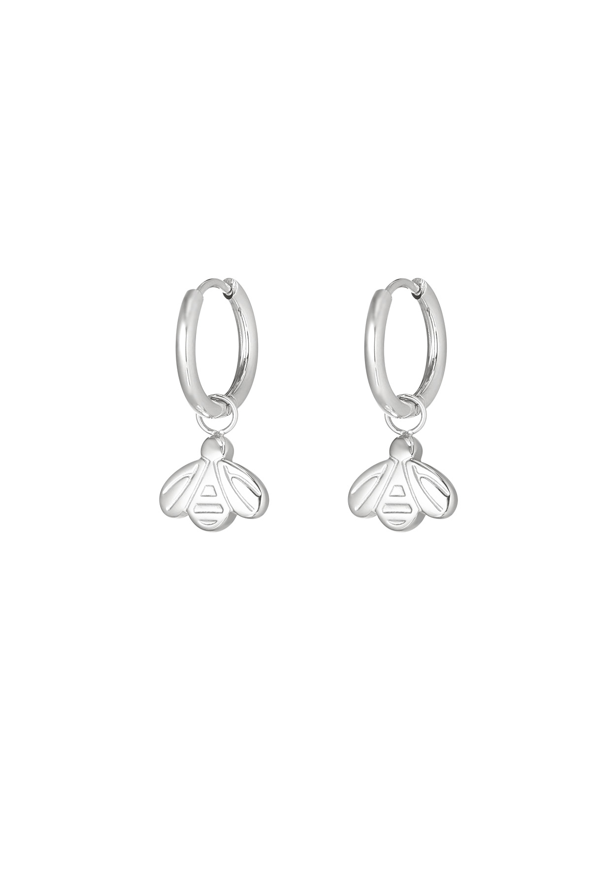 bee charm earrings - silver 