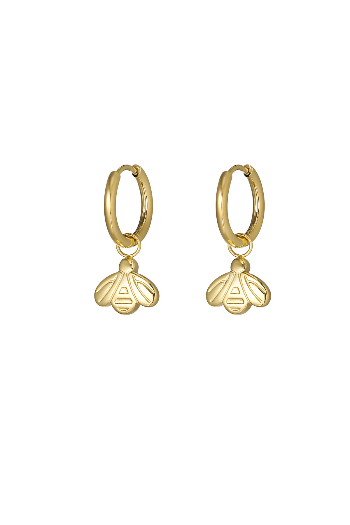 bee charm earrings - gold 