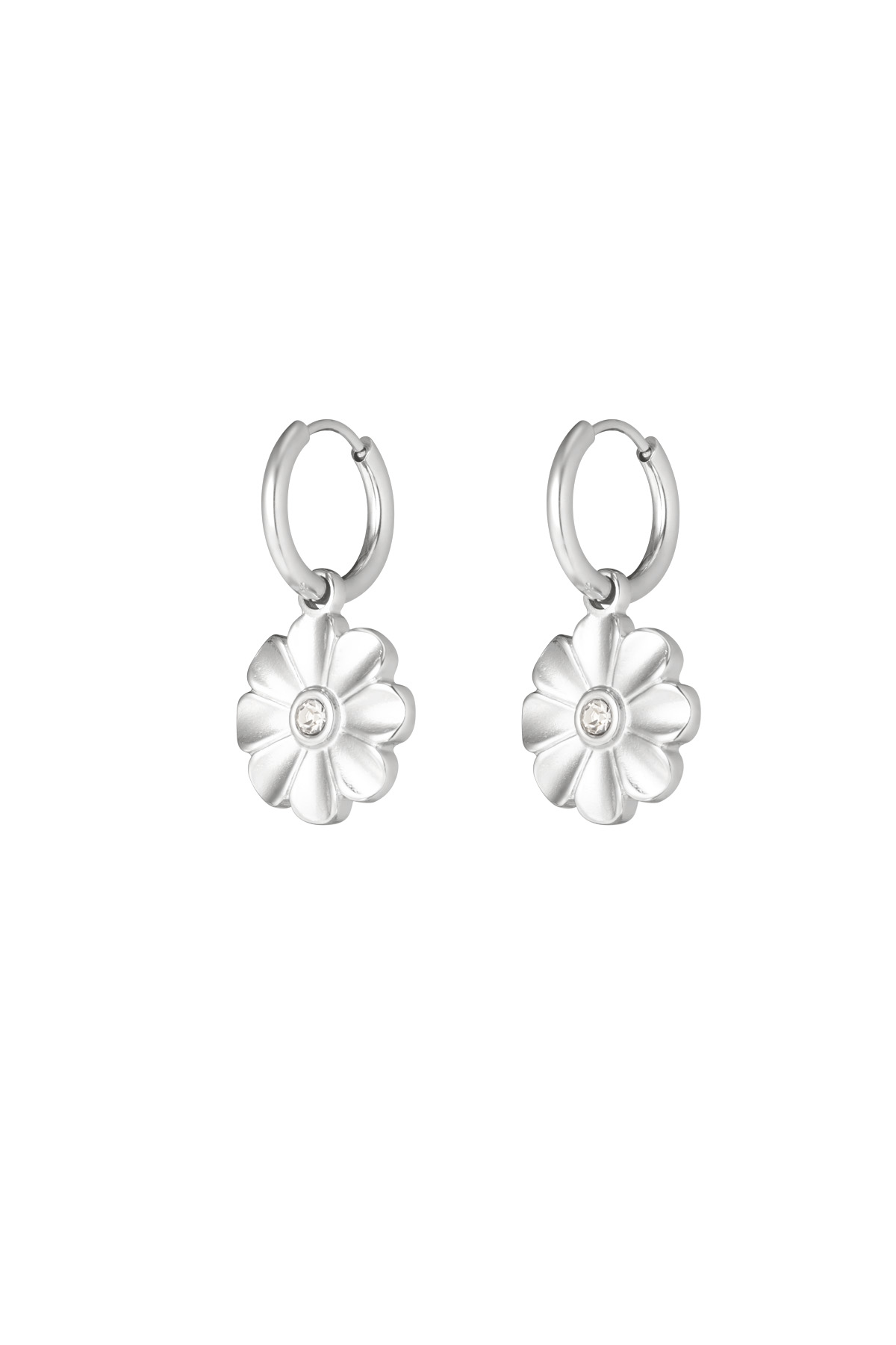 Shimmering flower earrings - silver h5 