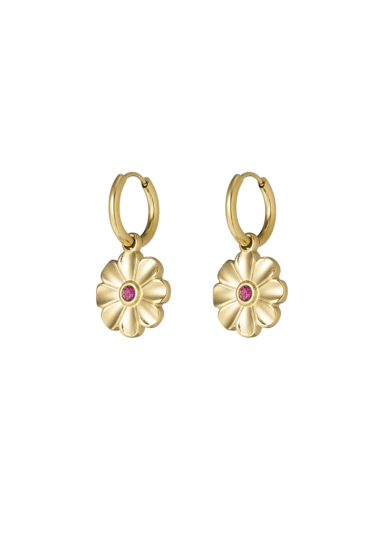 Pendientes de flores brillantes - oro h5 