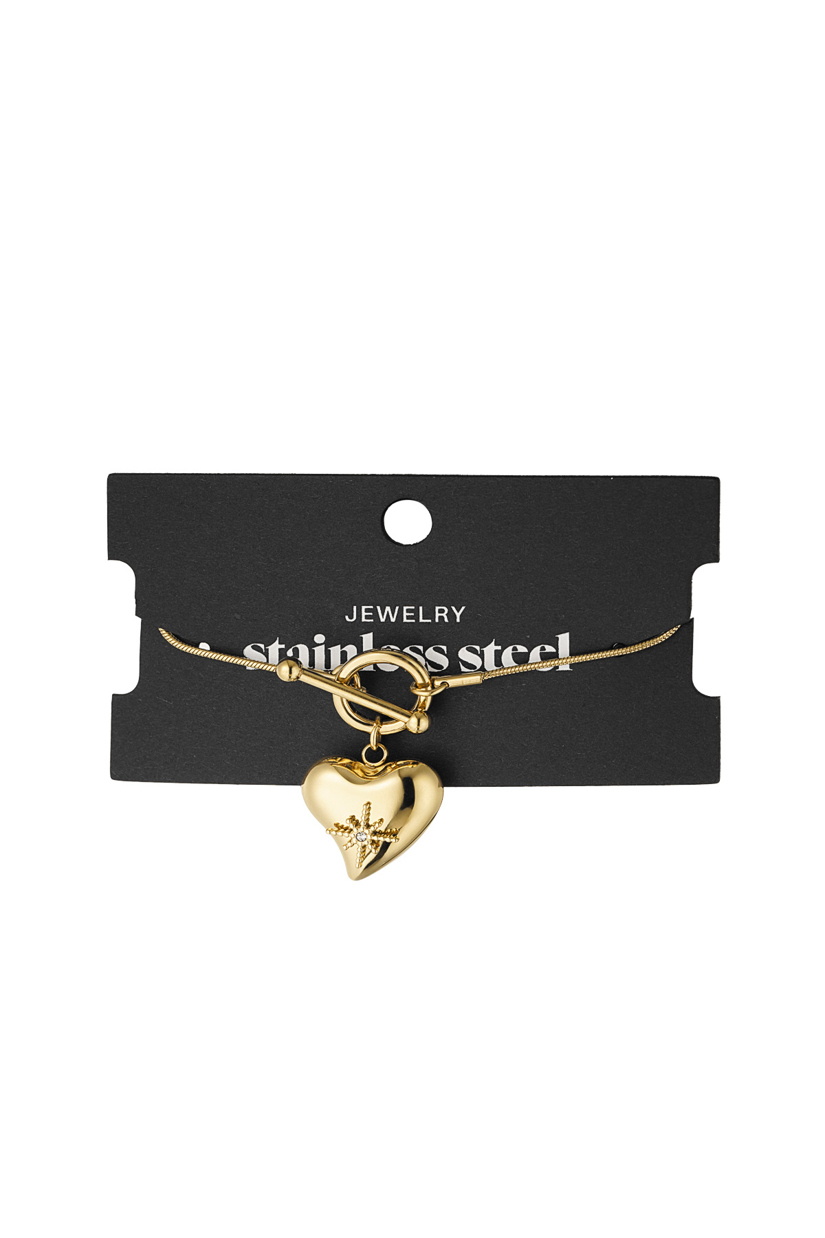 Lock bracelet with big heart pendant - gold h5 Picture2