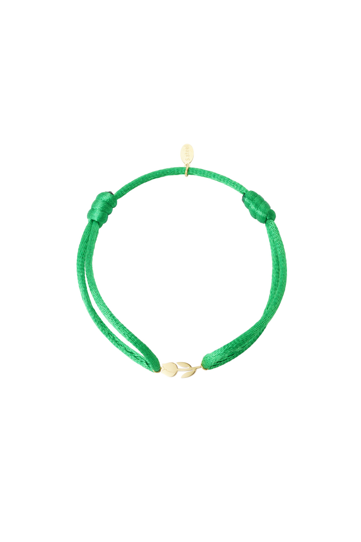 Satin bracelet tulip - green Gold color h5 