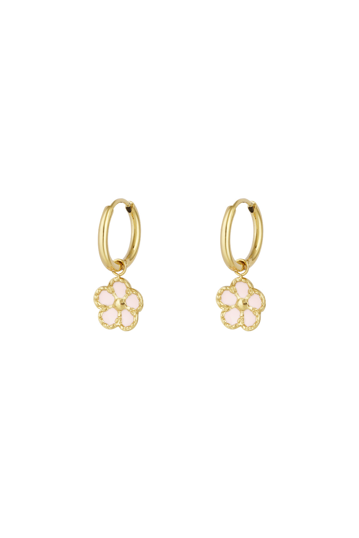 Earrings flower cuteness - Pink & gold color 