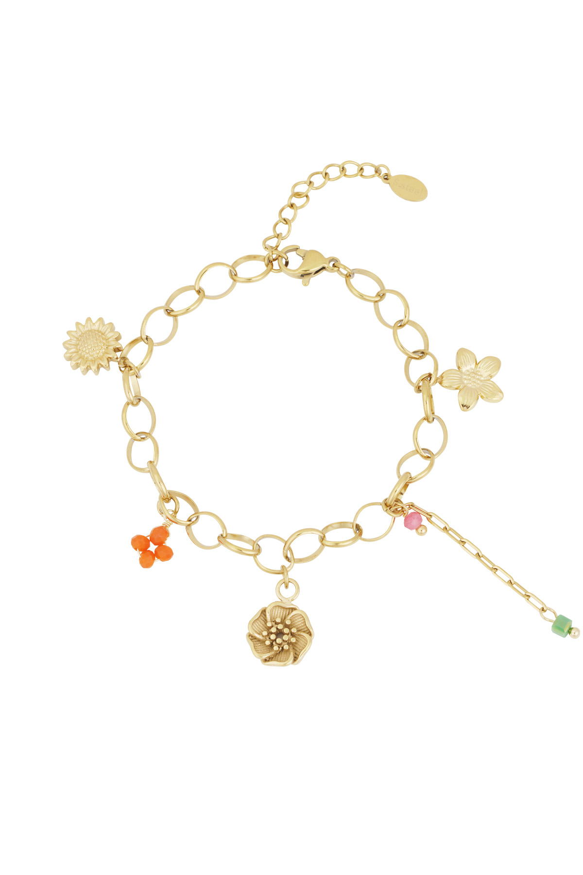 Charm bracelet flower dash - Gold color h5 