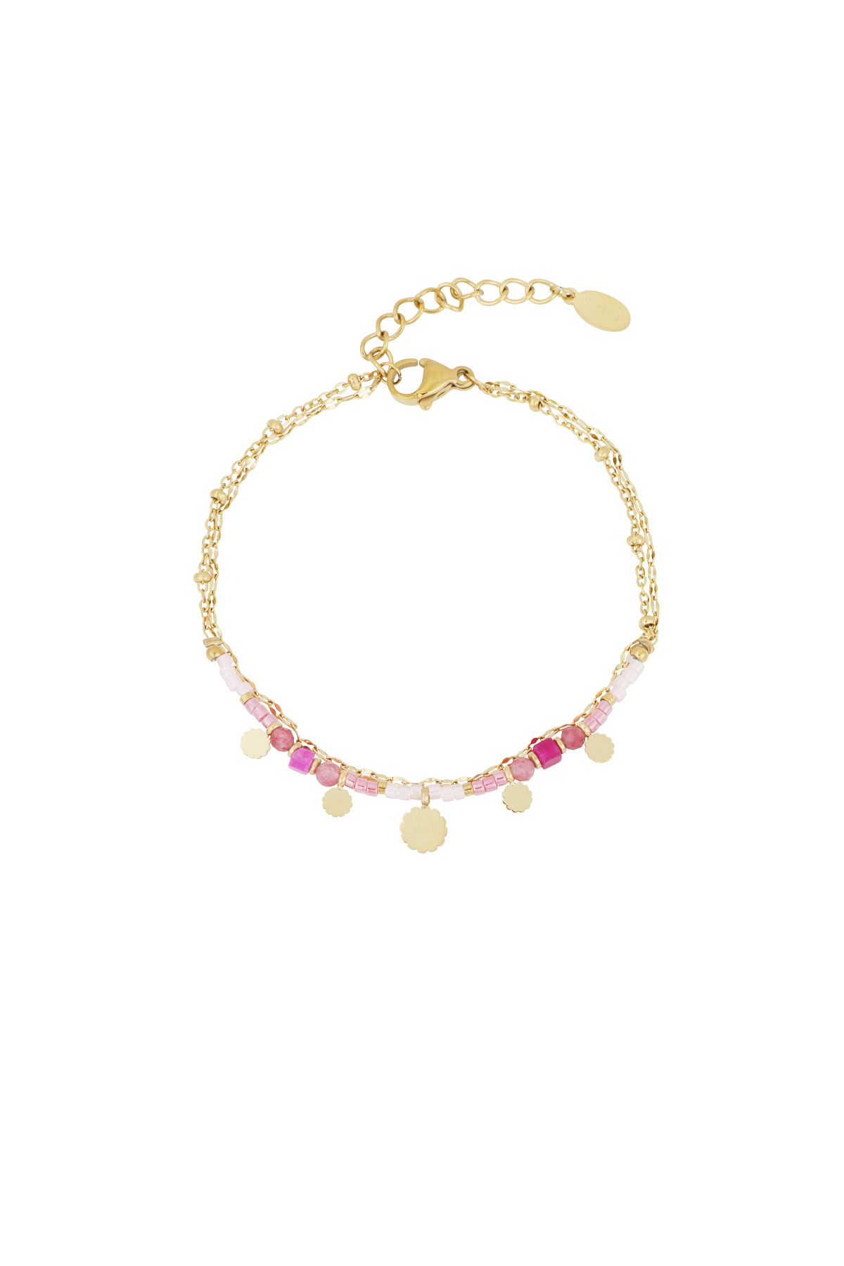 Bracelet pink charms - Gold color h5 