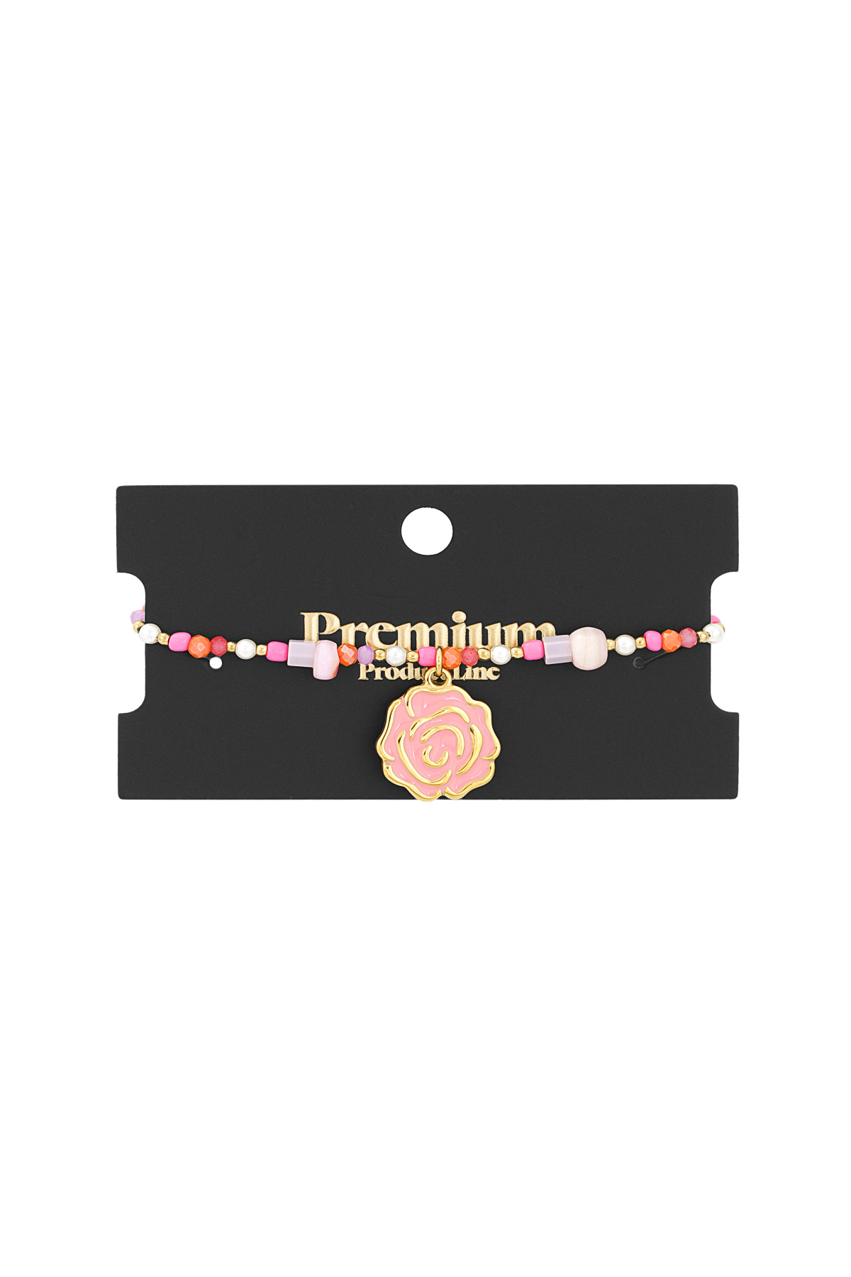 Beaded rose bracelet - Pink & gold color h5 Picture2