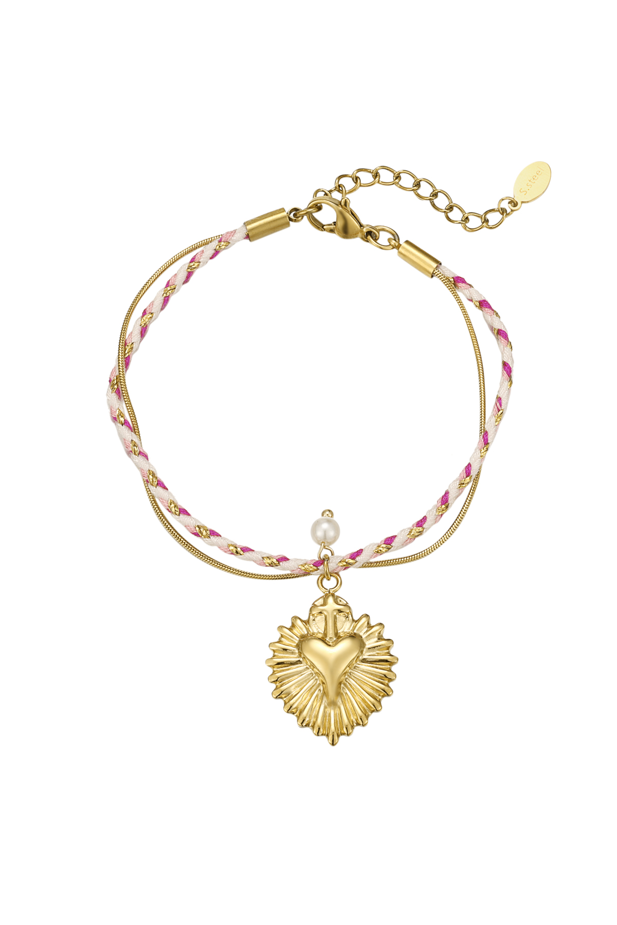 Love laced bracelet - Pink and gold color 2