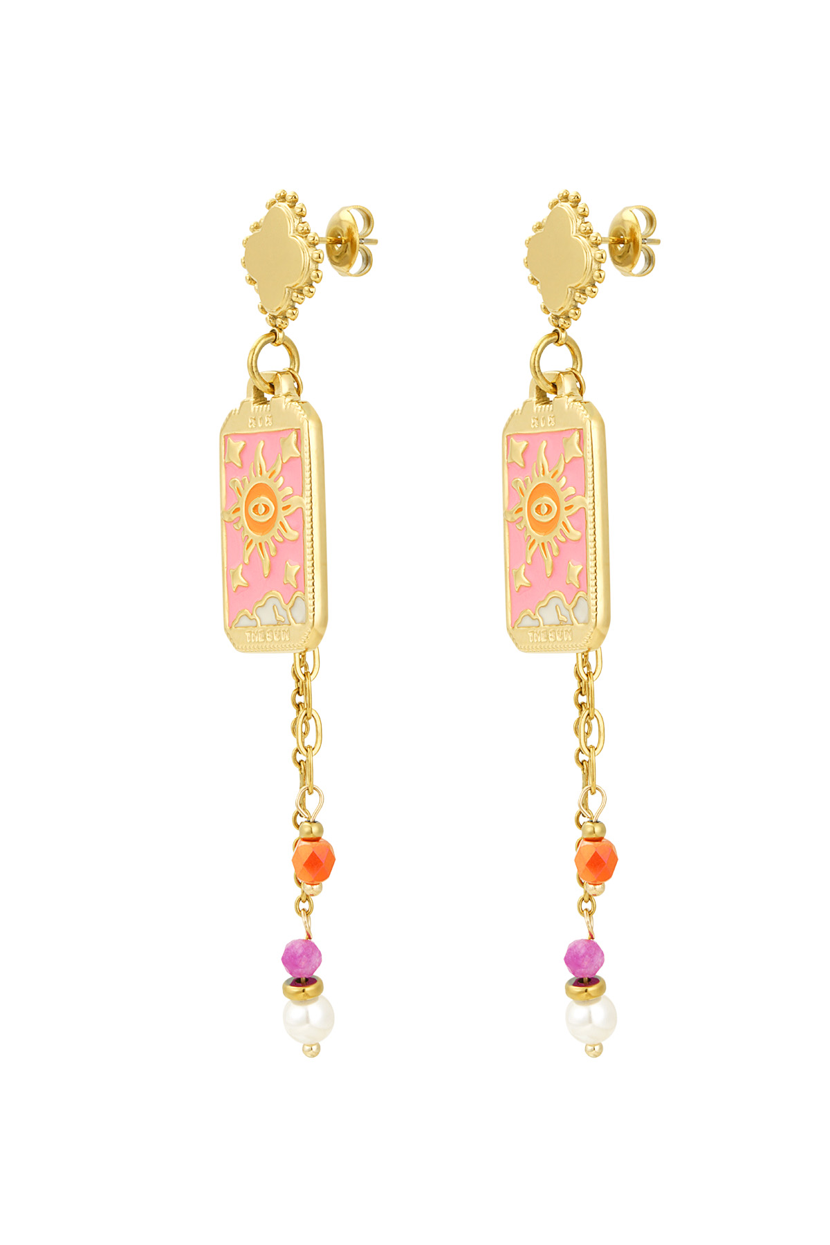 Earrings colorful sun - Gold color