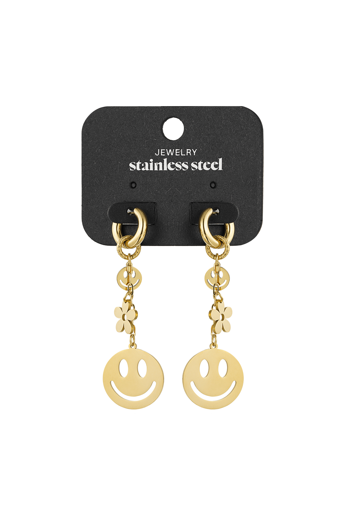 Earrings smiley flower - Gold color h5 Picture3