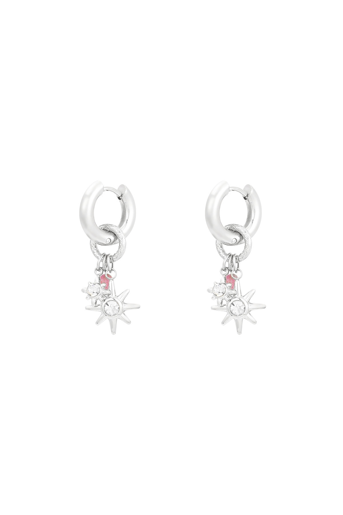 Earrings pink starlight - Silver color h5 